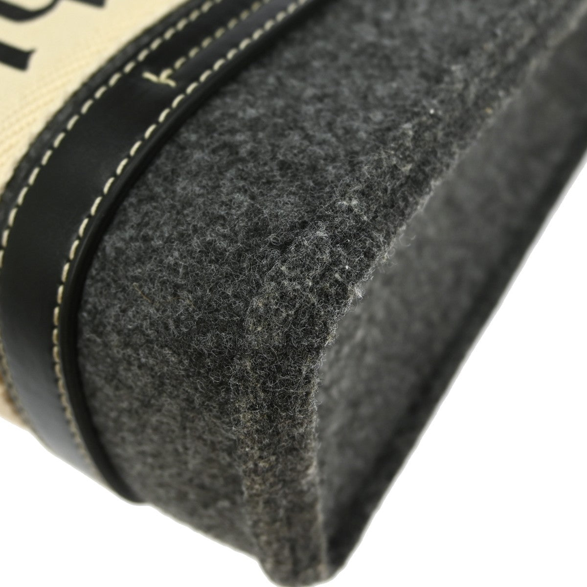 Chloe Woody Convertible Tote Recycled Felt with Leather and Canvas, GRAY, CANVAS, Tote bag