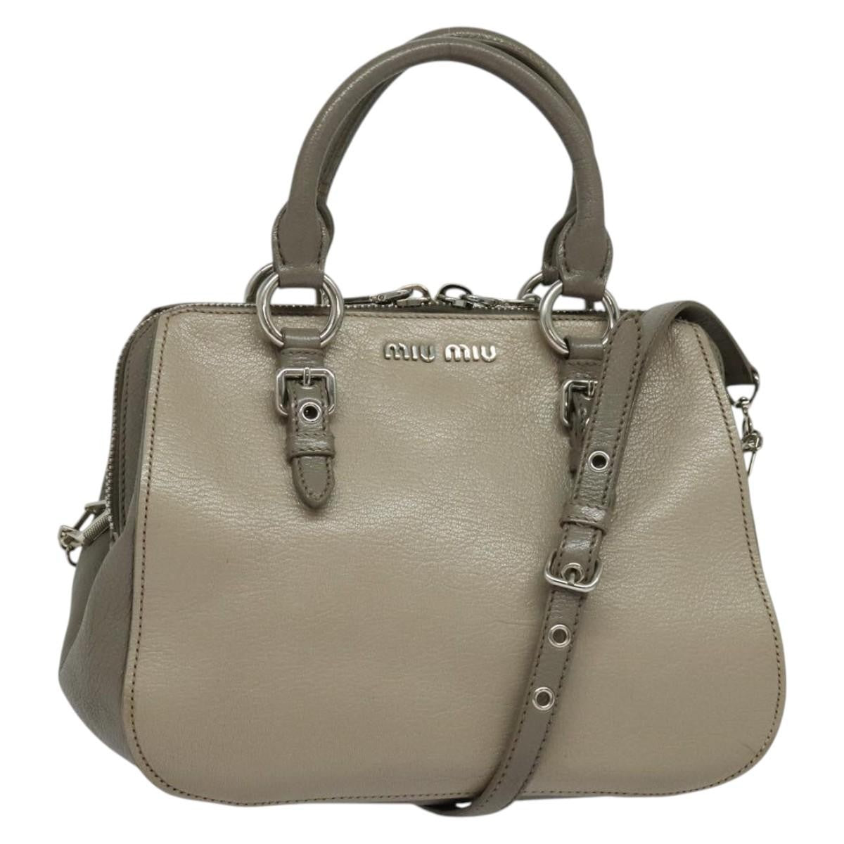 Miu Miu Madras Bowler Bag Leather, GRAY, LEATHER, Handbag