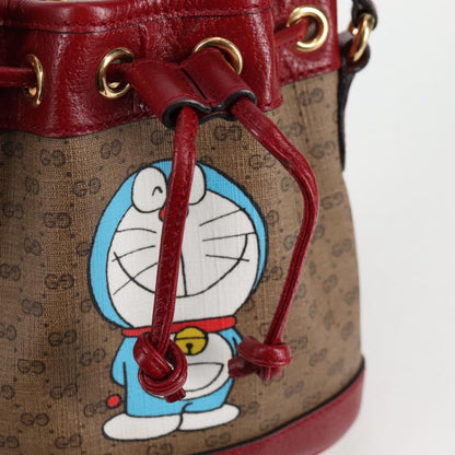 Gucci Doraemon Bucket Bag Printed Mini GG Coated Canvas, BEIGE, PVC, Handbag