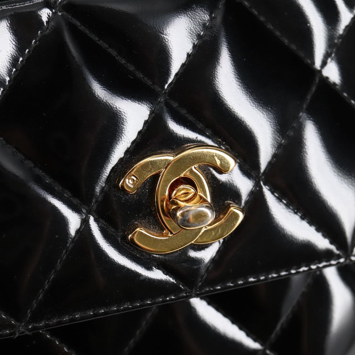 Chanel Vintage Square Front Pocket Camera Bag Quilted Patent, BLACK, PATENT_LEATHER, Crossbody bag