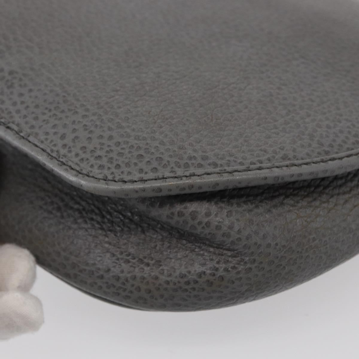 Christian Dior Vintage CD Logo Shoulder Bag Leather, GRAY, LEATHER, Shoulder bag