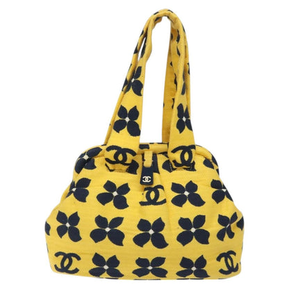 Chanel Vintage Frame Shoulder Bag Printed Canvas, YELLOW, COTTON, Shoulder bag