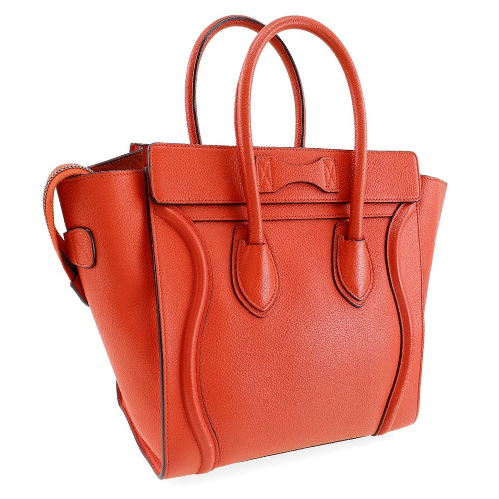 Celine Luggage Bag Grainy Leather, RED, CALFSKIN, Handbag