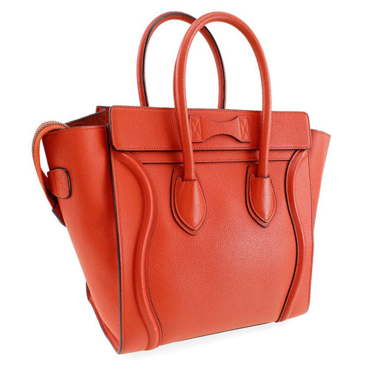 Celine Luggage Bag Grainy Leather, RED, CALFSKIN, Handbag
