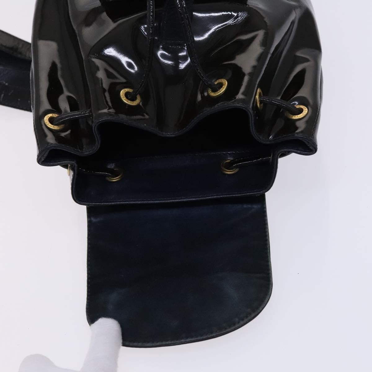 Gucci Vintage Bamboo Backpack Patent, Black, Patent Leather, Backpack