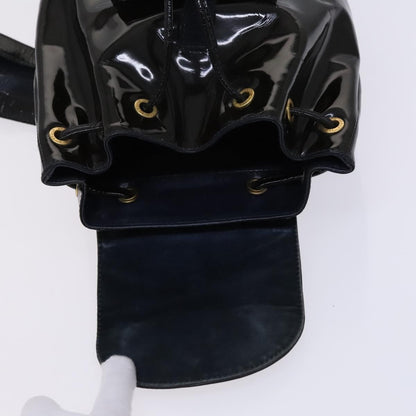 Gucci Vintage Bamboo Backpack Patent, Black, Patent Leather, Backpack