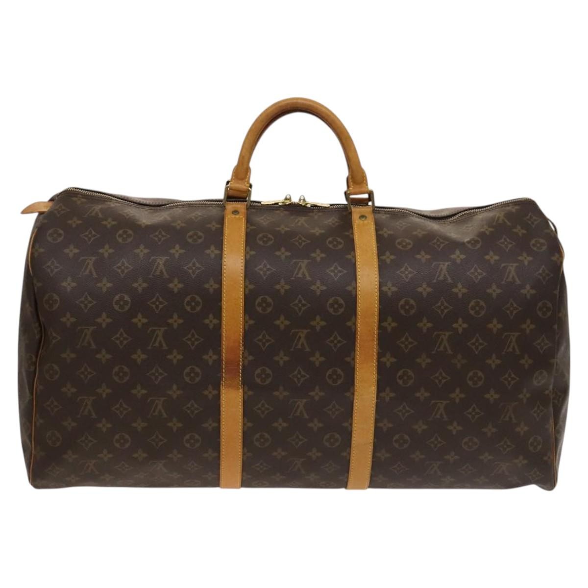 Louis Vuitton Keepall Bag Monogram Canvas, BROWN, CANVAS, Travel bag