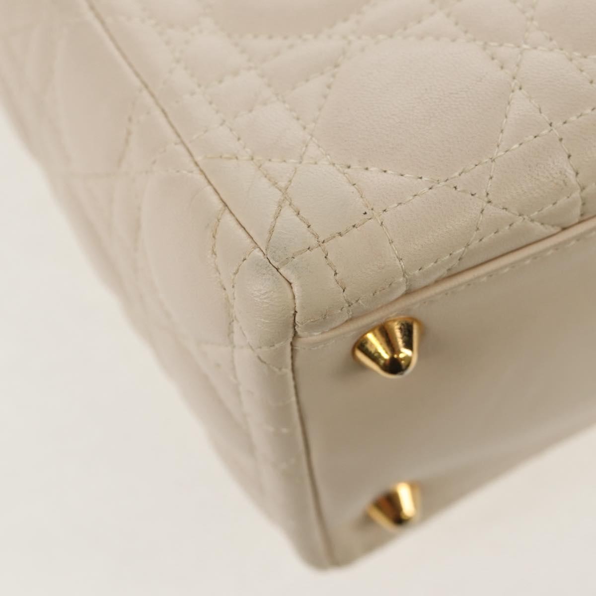 Christian Dior Vintage Lady Dior Bag Cannage, WHITE, LEATHER, Handbag