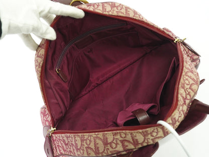 Christian Dior Vintage Saddle Bowler Bag Diorissimo Canvas, BURGUNDY, CANVAS, Handbag