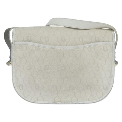 Christian Dior Vintage Honeycomb Flap Crossbody Bag Canvas and Leather, WHITE, CANVAS, Shoulder bag