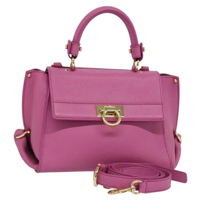Salvatore Ferragamo Sofia Satchel Leather, PINK, LEATHER, Handbag
