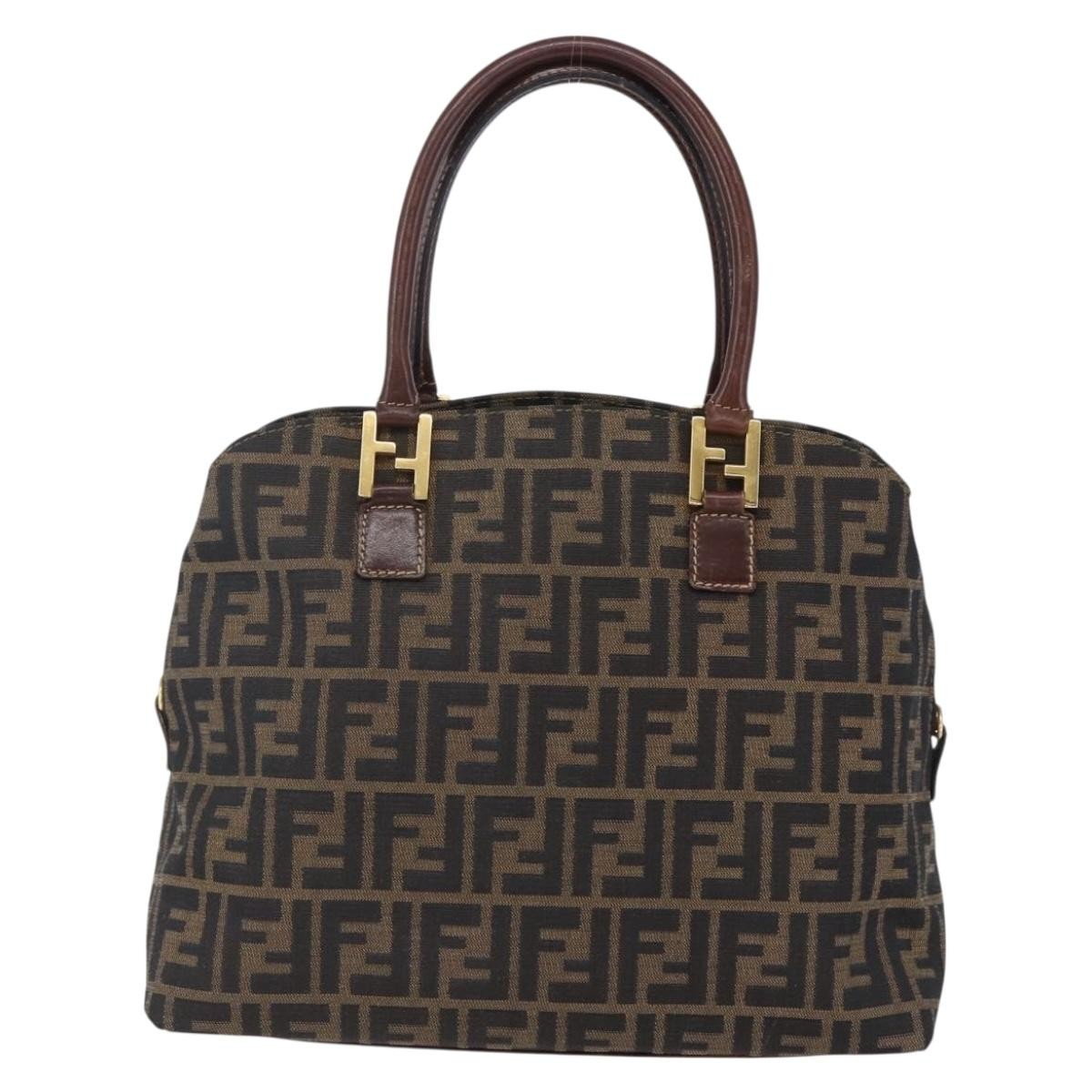 Fendi Vintage Convertible Satchel Zucca Canvas, BROWN, CANVAS, Handbag