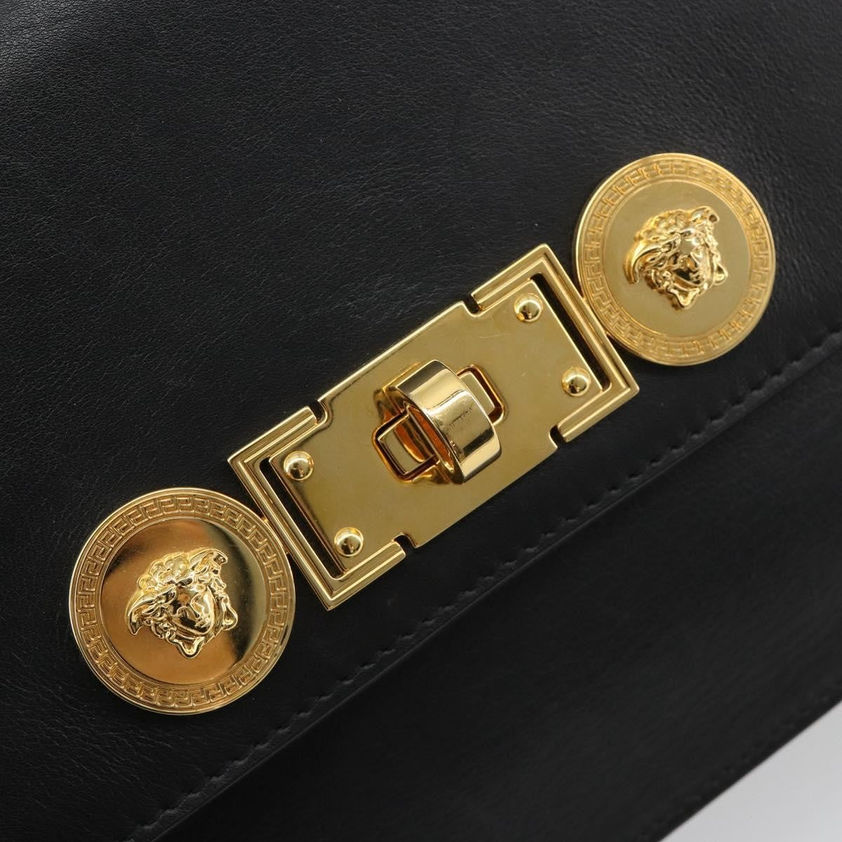 Versace Medusa Flap Chain Bag Leather, Black, Leather, Shoulder Bag