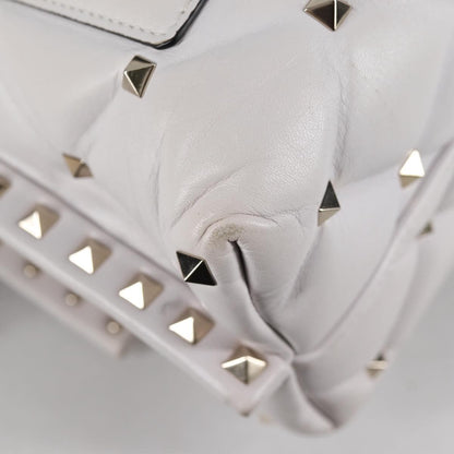 Valentino Garavani VLTN Candystud Top Handle Bag Printed Leather, WHITE, LEATHER, Handbag