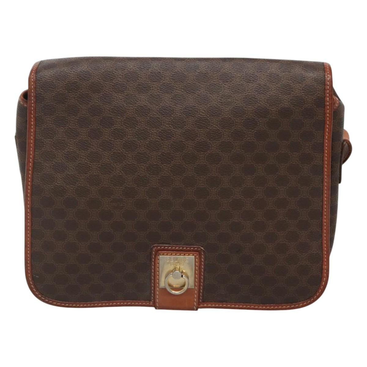 Celine Macadam Shoulder Bag PVC Leather, BROWN, CANVAS, Shoulder bag