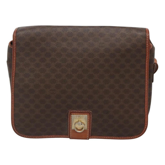 Celine Macadam Shoulder Bag PVC Leather, BROWN, CANVAS, Shoulder bag