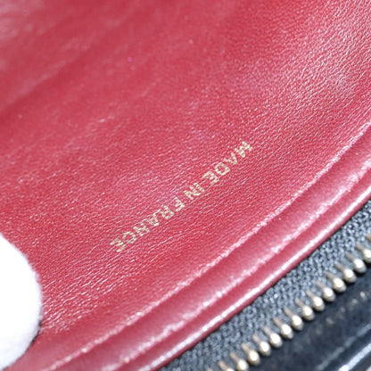 Chanel Vintage Front Pocket Shoulder Bag Quilted Lambskin, BLACK, LEATHER, Shoulder bag