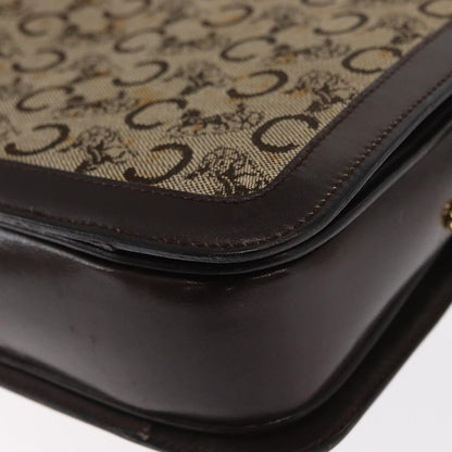 Celine Vintage Horse Carriage C Macadam Shoulder Bag Canvas and Leather, BEIGE, CANVAS, Shoulder bag