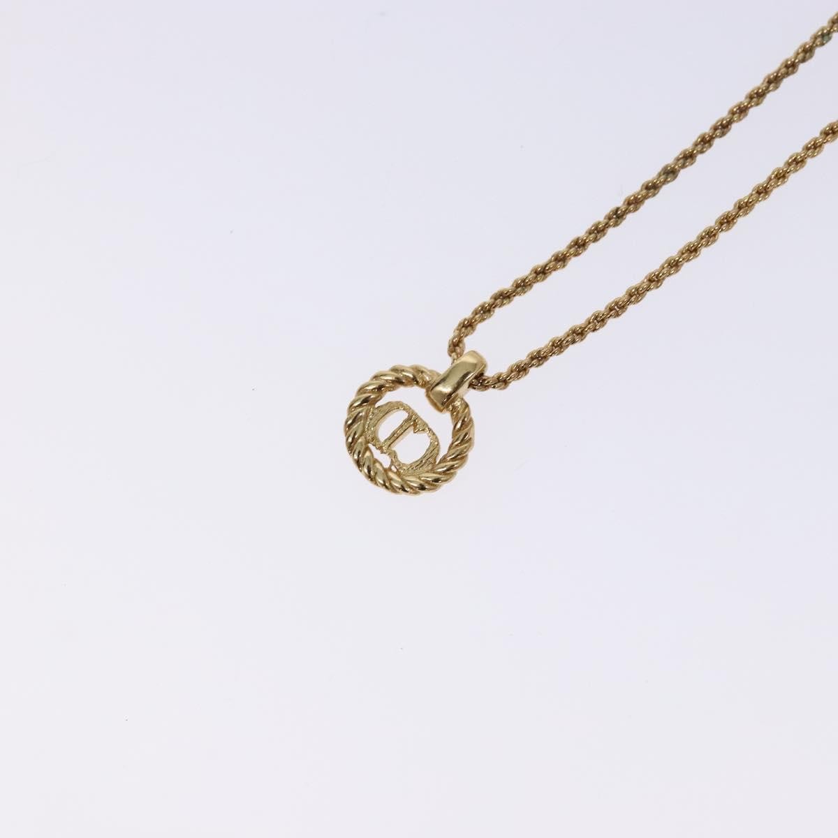 Christian Dior CD Round Pendant Necklace Metal, GOLD, METAL, Necklace