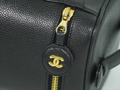 Chanel Vanity pouch Leather, BLACK, LEATHER, Toiletry Case