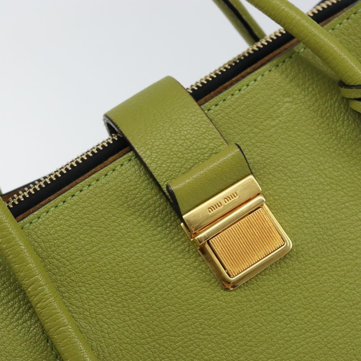 Miu Miu Madras Convertible Compartment Tote Leather, GREEN, LEATHER, Handbag