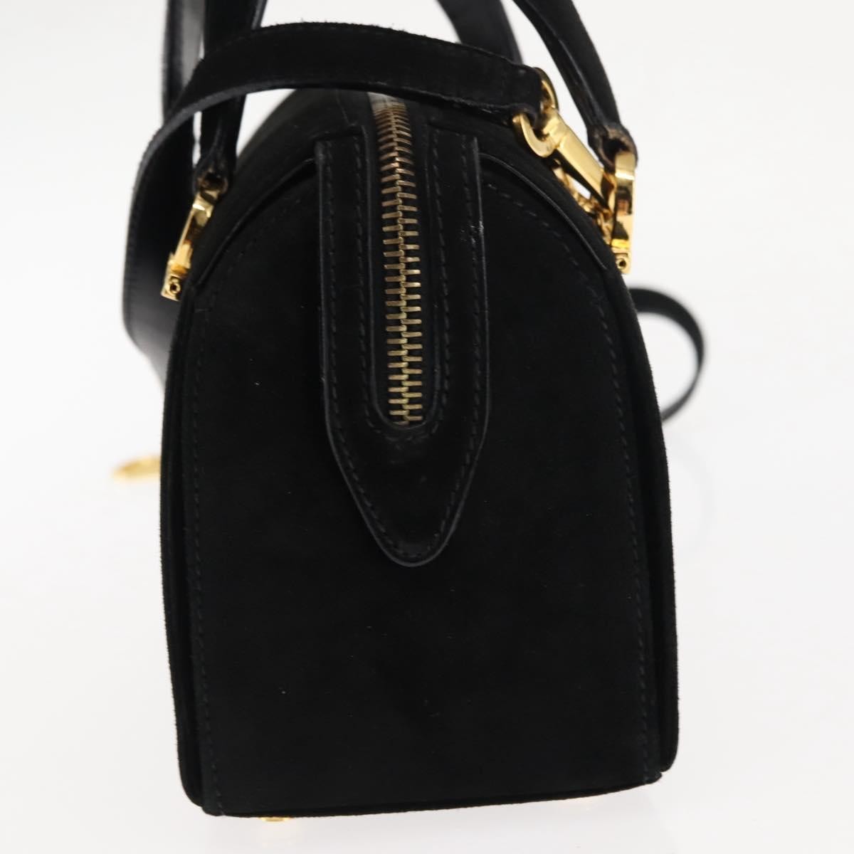 Salvatore Ferragamo Gancini mini handbag Canvas, BLACK, SUEDE, Handbag