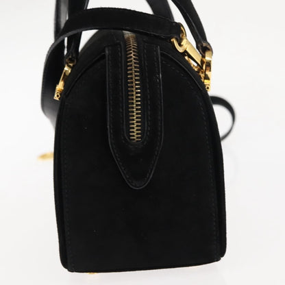 Salvatore Ferragamo Gancini mini handbag Canvas, BLACK, SUEDE, Handbag