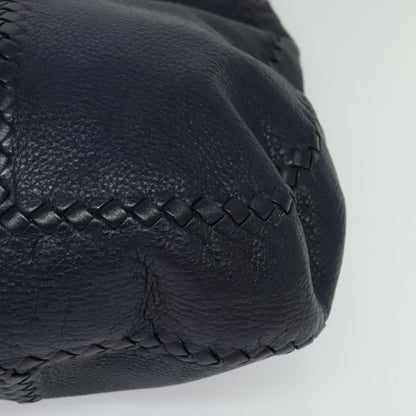 Bottega Veneta Open Hobo Cervo with Intrecciato Detail, NAVY, LEATHER, Shoulder bag