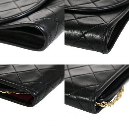 Chanel Vintage Round Flap Bag Quilted Lambskin, BLACK, LEATHER, Handbag