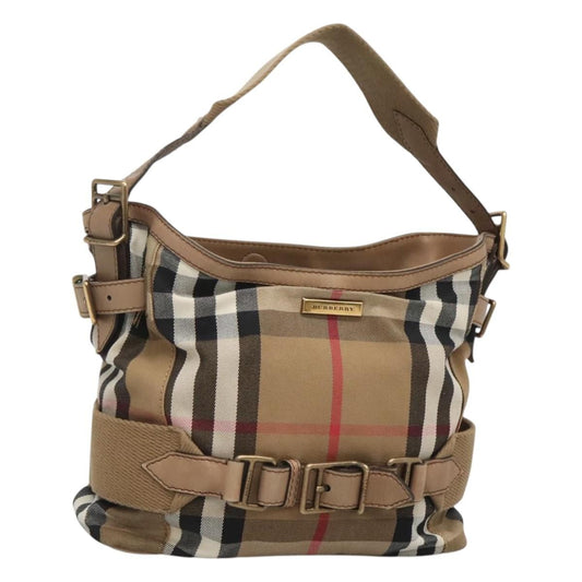 Burberry Parsons Hobo House Check Canvas and Leather, BEIGE, CANVAS, Shoulder bag