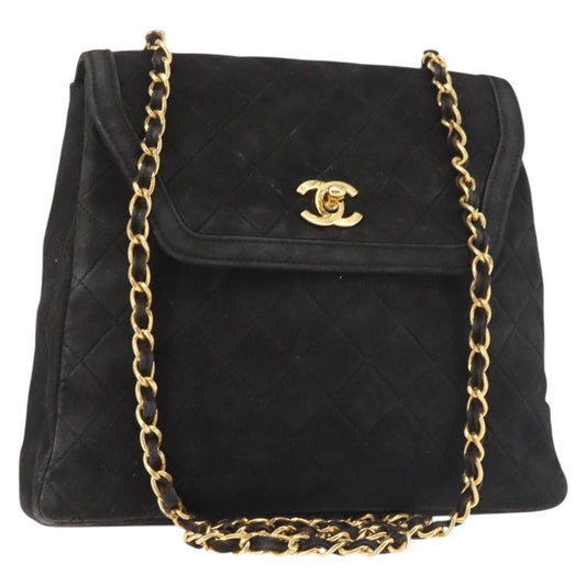 Chanel Vintage Clutch Pleated Leather, BLACK, SUEDE, Clutche & pouche