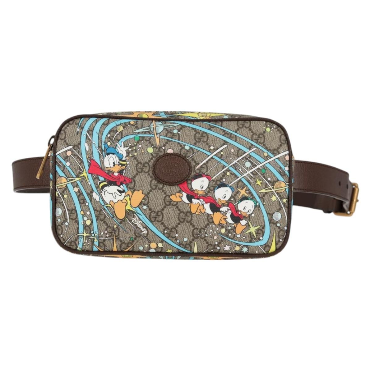 Gucci Disney Donald Duck Belt Bag Printed GG Coated Canvas, BEIGE, PVC, Shoulder bag