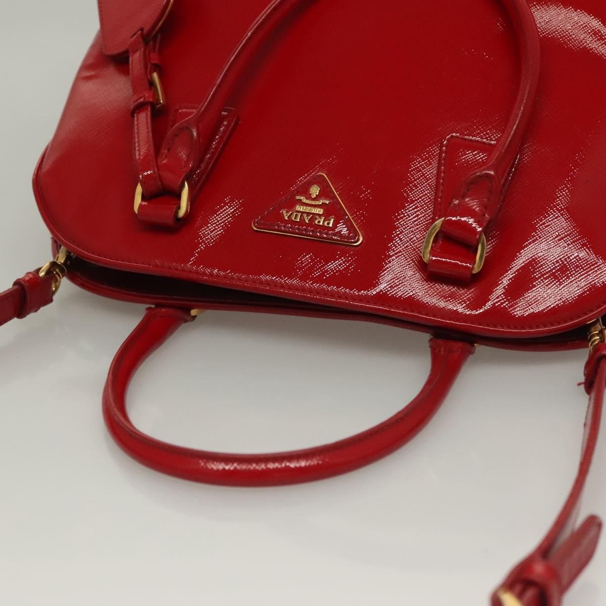 Prada Open Promenade Bag Vernice Saffiano Leather, RED, PATENT_LEATHER, Handbag