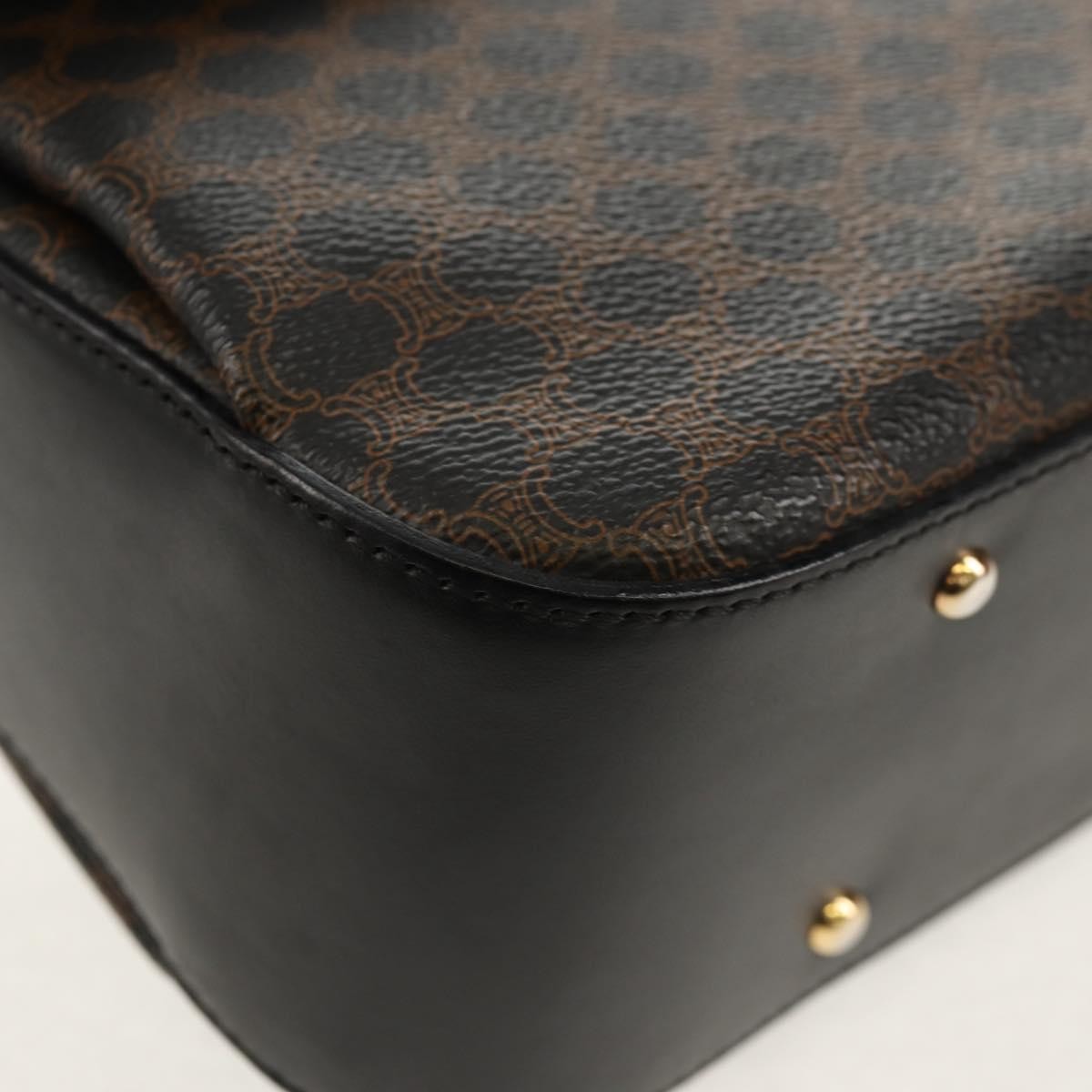 Celine Vintage Convertible Top Handle Bag Macadam Coated Canvas, BROWN, PVC, Handbag