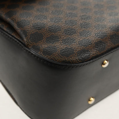 Celine Vintage Convertible Top Handle Bag Macadam Coated Canvas, BROWN, PVC, Handbag