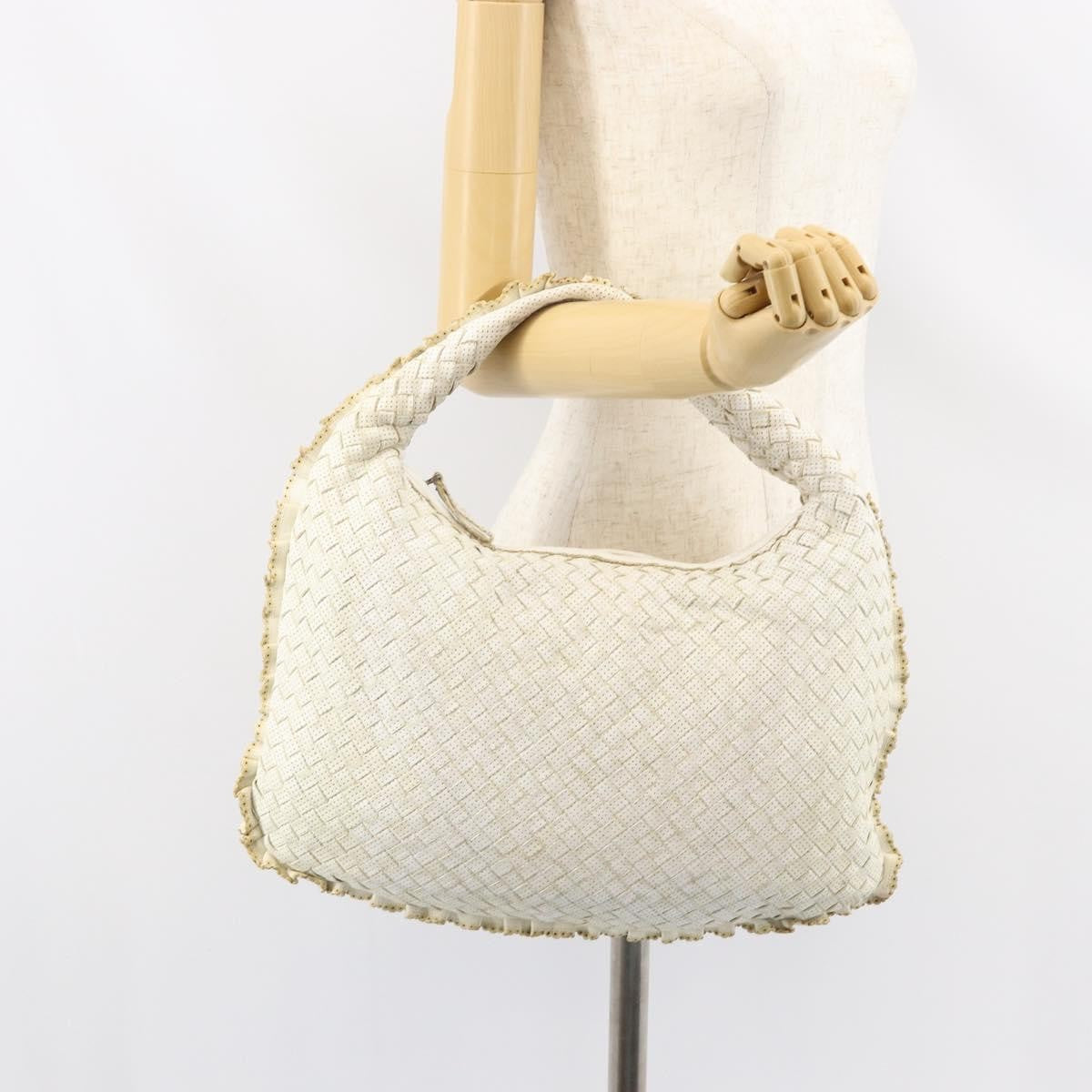 Bottega Veneta Veneta Hobo Perforated Intrecciato Nappa, WHITE, LEATHER, Handbag