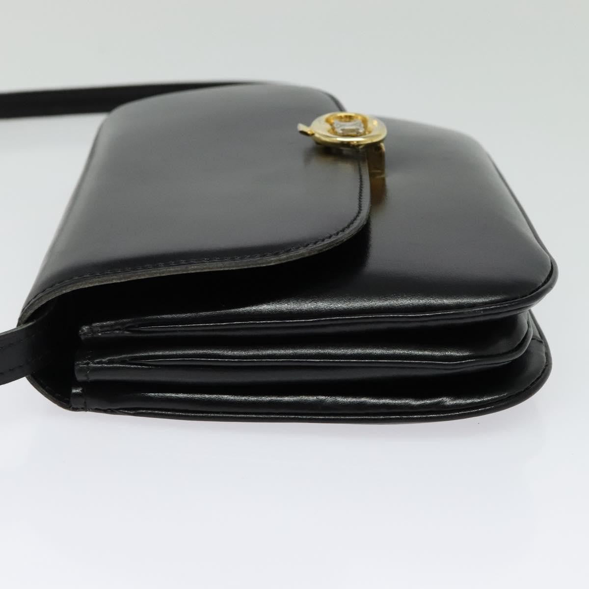 Celine Vintage Triomphe Flap Bag Leather, BLACK, LEATHER, Shoulder bag