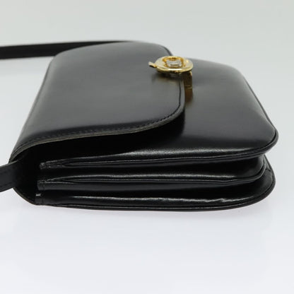 Celine Vintage Triomphe Flap Bag Leather, BLACK, LEATHER, Shoulder bag