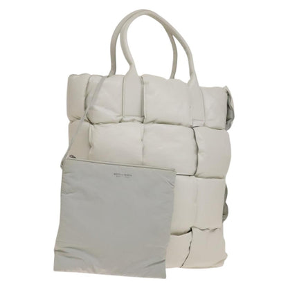 Bottega Veneta Squash Tote Padded Maxi Intrecciato Leather, WHITE, LEATHER, Tote bag
