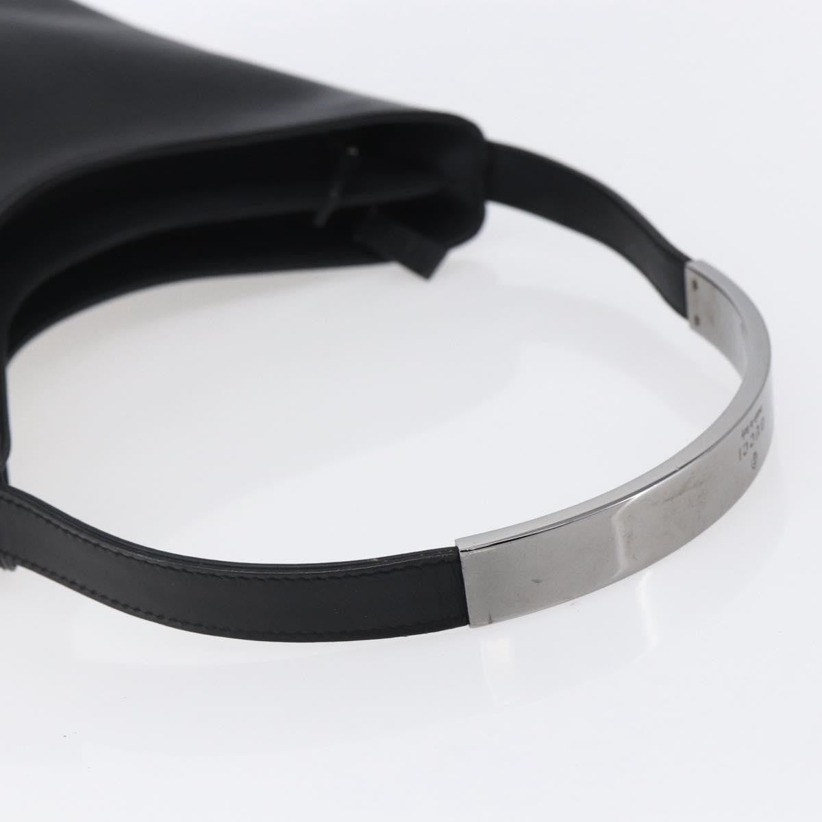 Gucci Metal Handle Hobo Leather, BLACK, LEATHER, Shoulder bag