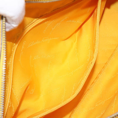 Salvatore Ferragamo Gancini handbag Canvas and Leather, YELLOW, CANVAS, Handbag