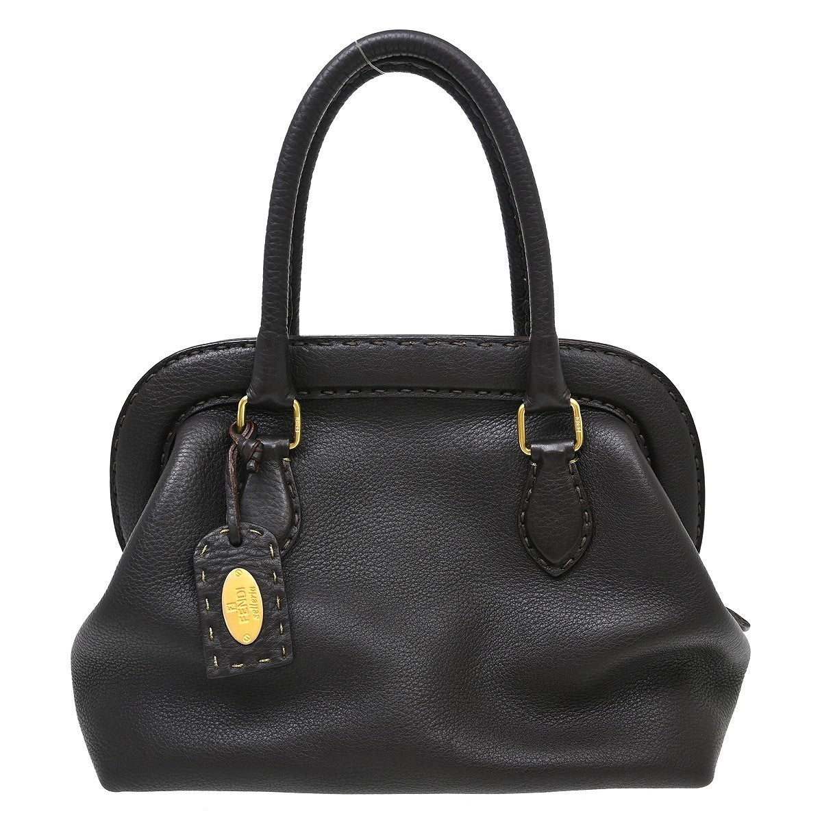 Fendi Selleria Frame Doctor Bag Leather, Brown, Leather, Handbag