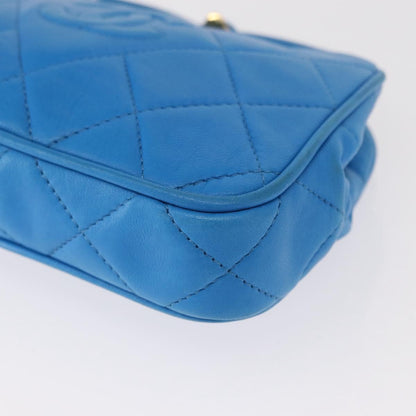 Chanel Vintage Diamond CC Tassel Waist Bag Quilted Lambskin, BLUE, LEATHER, Clutche & pouche