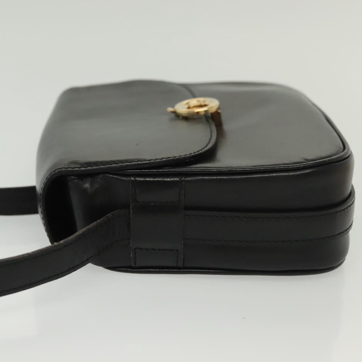 Celine Vintage Triomphe Shoulder Bag Leather, BLACK, LEATHER, Shoulder bag