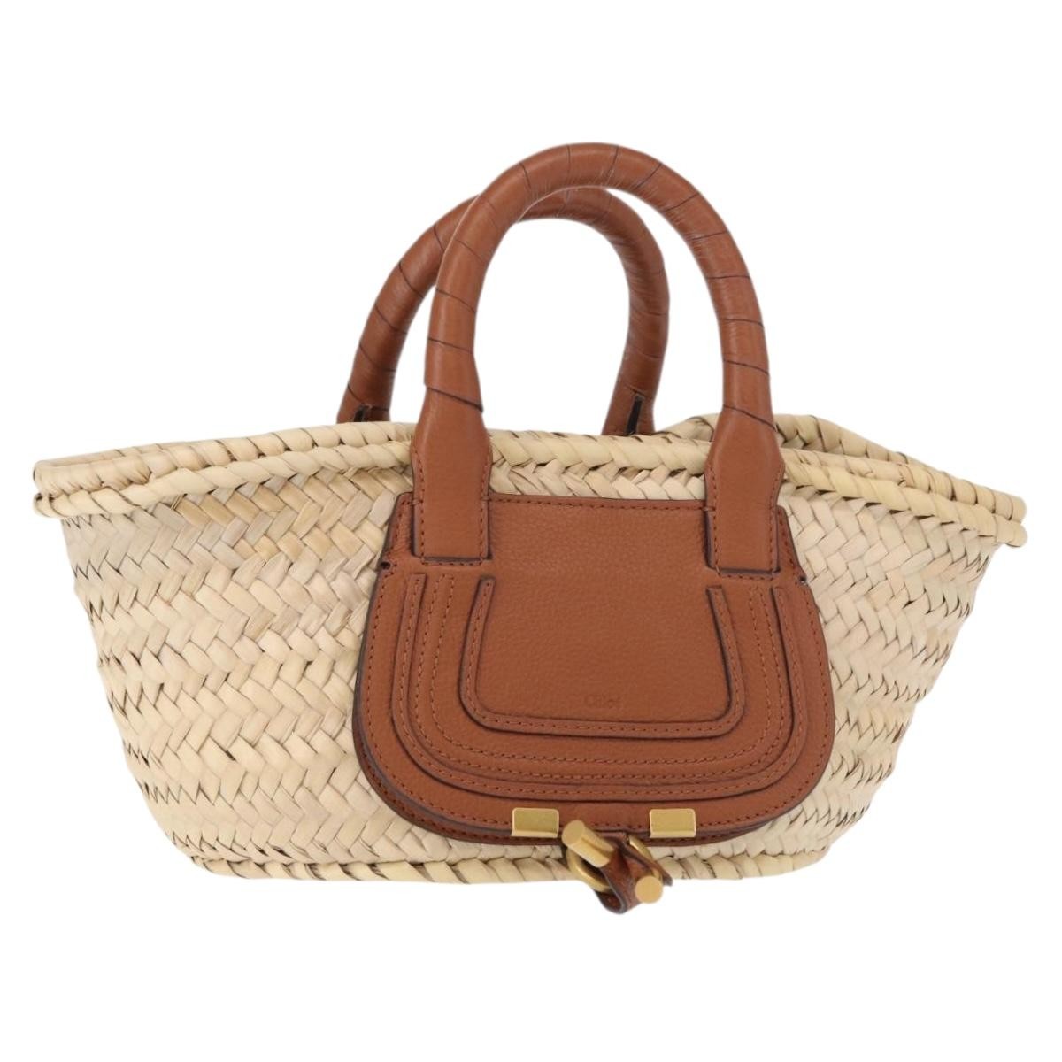 Chloe Marcie Basket Bag Raffia and Leather, BEIGE, WICKER, Handbag