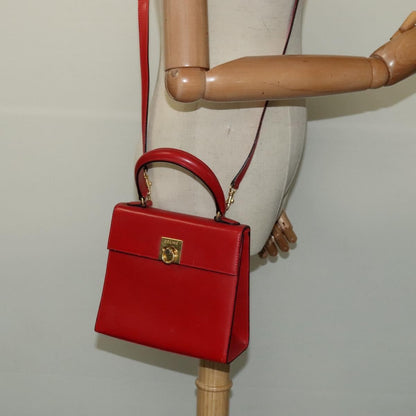 Celine Vintage Logo Top Handle Bag Leather, RED, LEATHER, Handbag