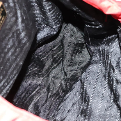 Prada Convertible Metal Handle Satchel Quilted Tessuto, RED, NYLON, Tote bag