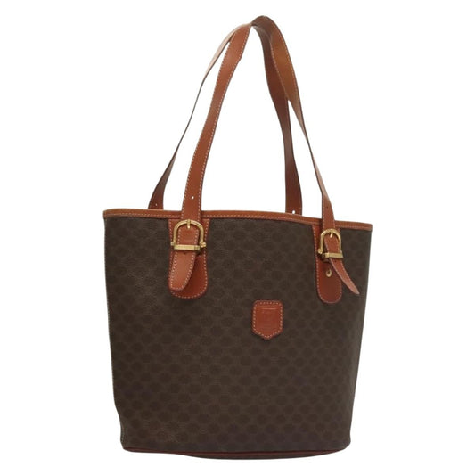 Celine Vintage Macadam Handbag Leather, BROWN, LEATHER, Handbag
