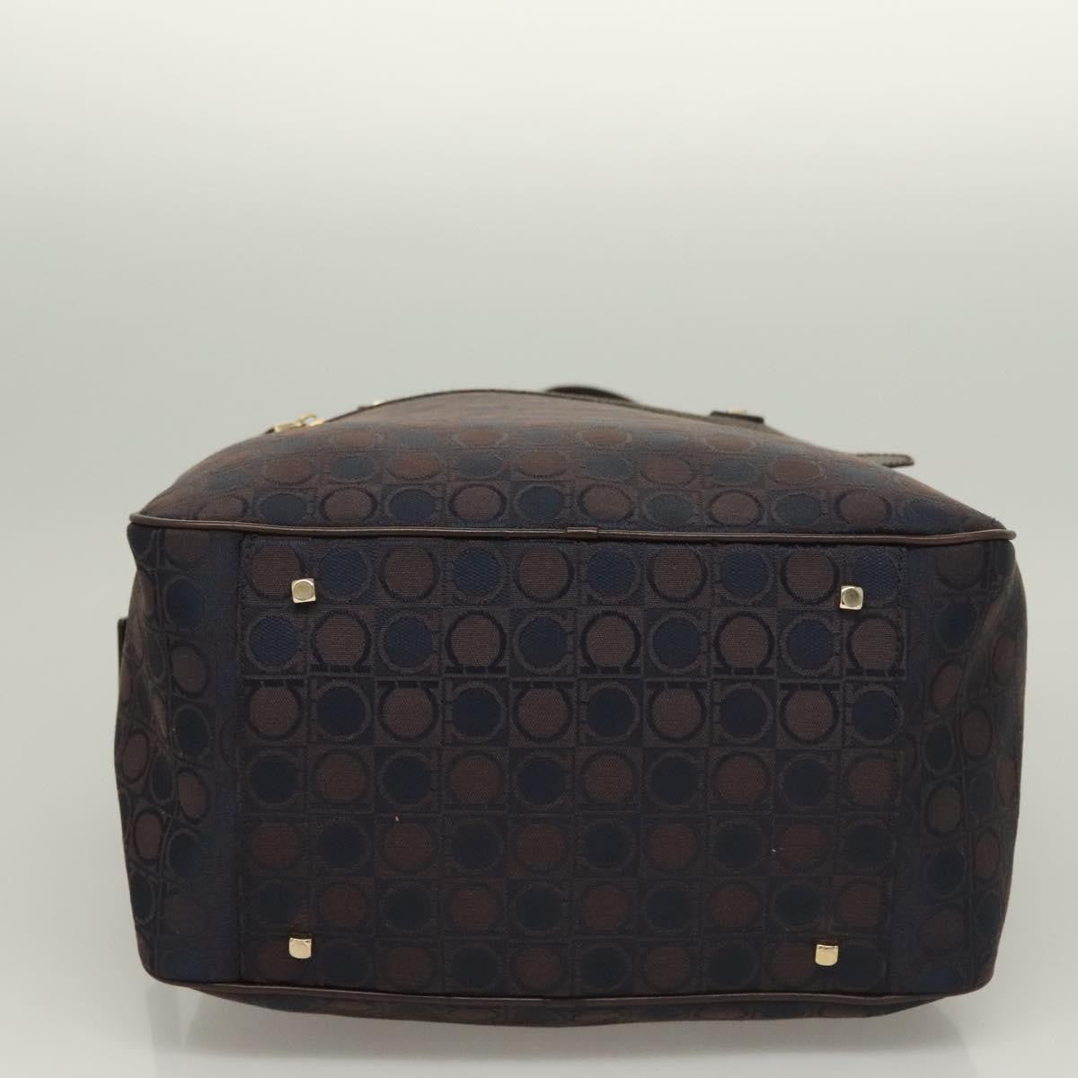 Salvatore Ferragamo Gancini handbag Canvas and Leather, NAVY, CANVAS, Handbag