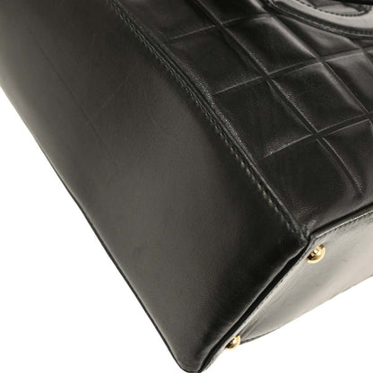 Chanel Chocolate Bar CC Tote Quilted Leather, BLACK, LEATHER, Tote bag